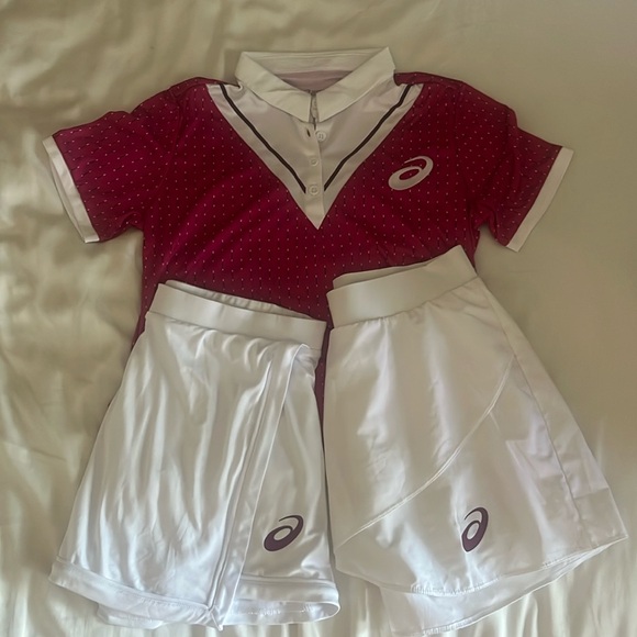 Asics Pants - Tennis Bundle 🎾 ASICS Two White Skorts and one Collared Top Size Small